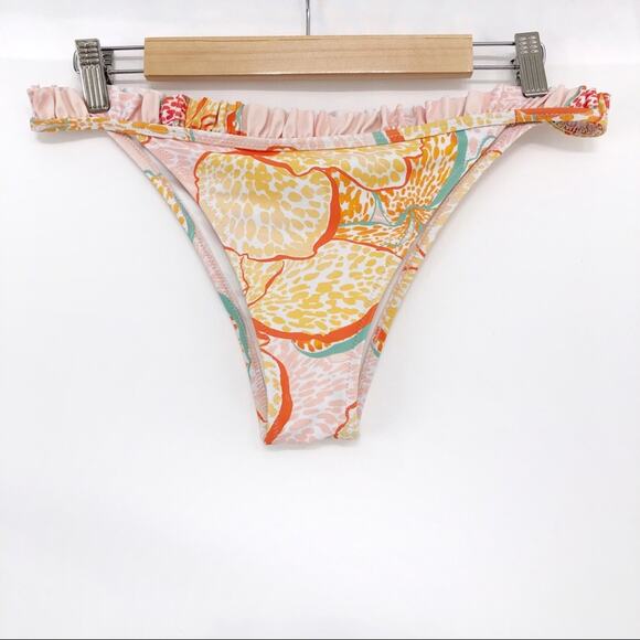 MINKPINK Animal Orchid Ruffle Bikini Bottom L - Picture 1 of 7